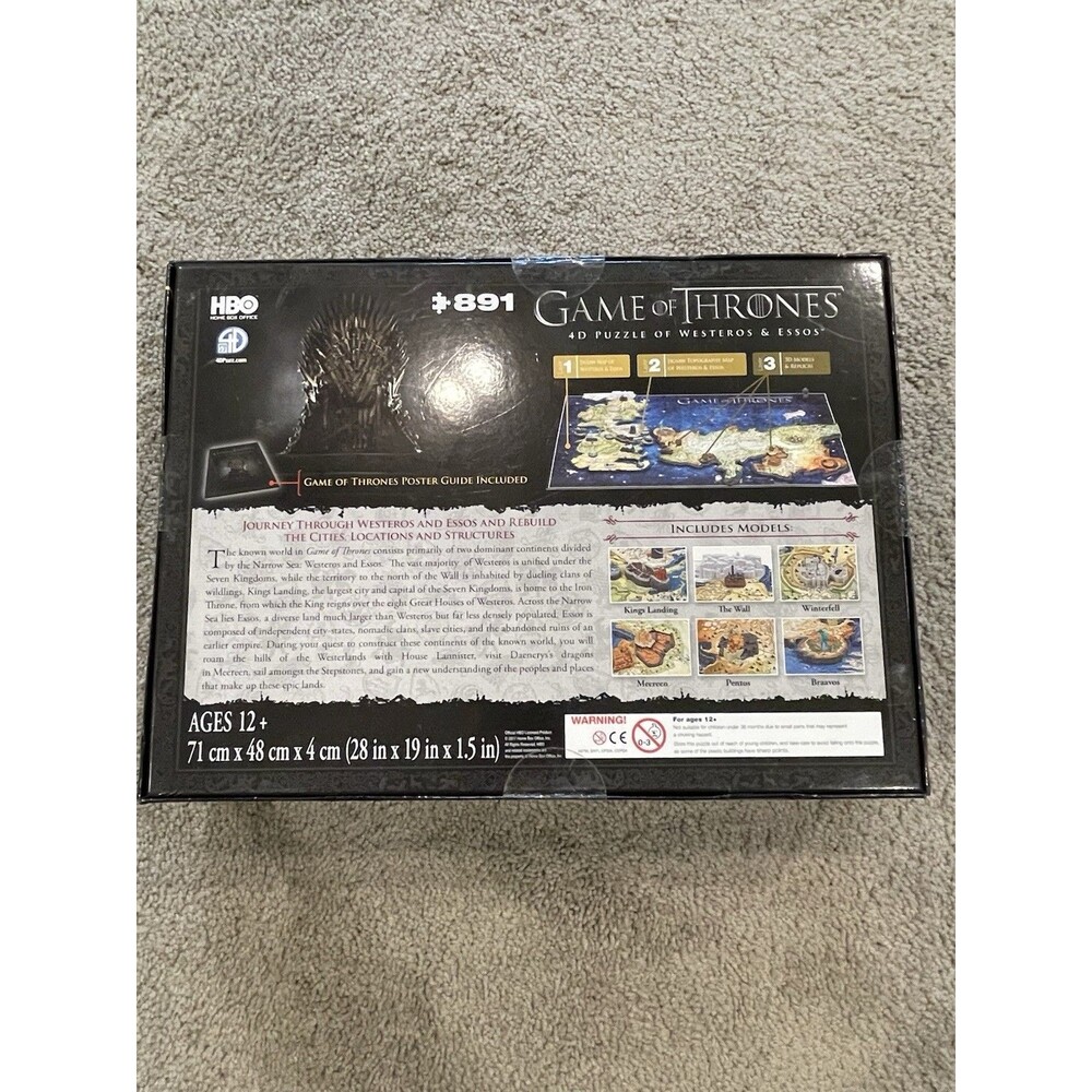 HBO Game of Thrones 4D Puzzle Westeros & Essos 891 Pieces New Sealed - Picture 8 of 10
